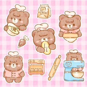Baking Bear - Hand drawn cute digital character